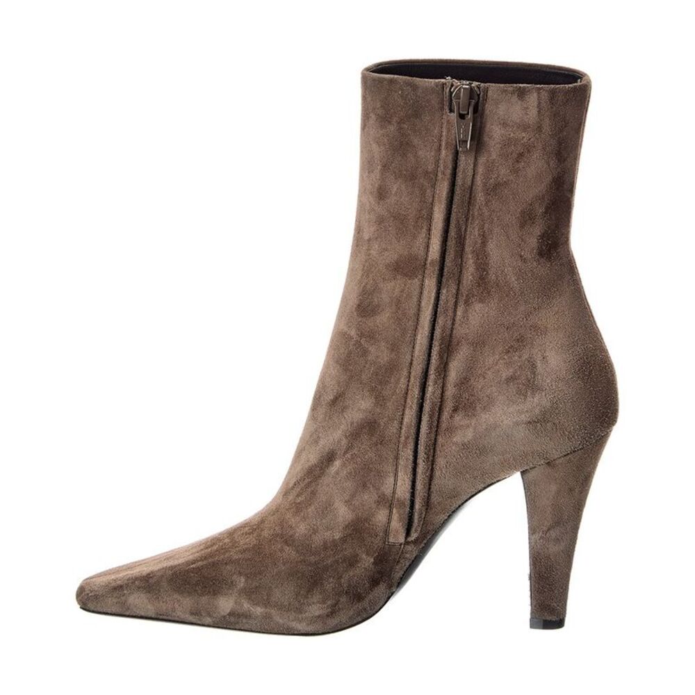 Saint Laurent Jill 95 Suede Bootie, Grey - Picture 2 of 5